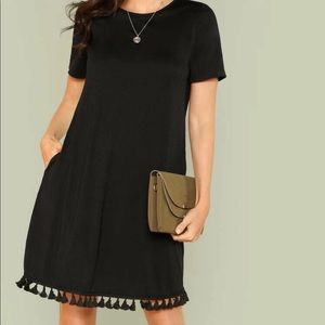 Tassel Hem Side Pocket T-Shirt Dress